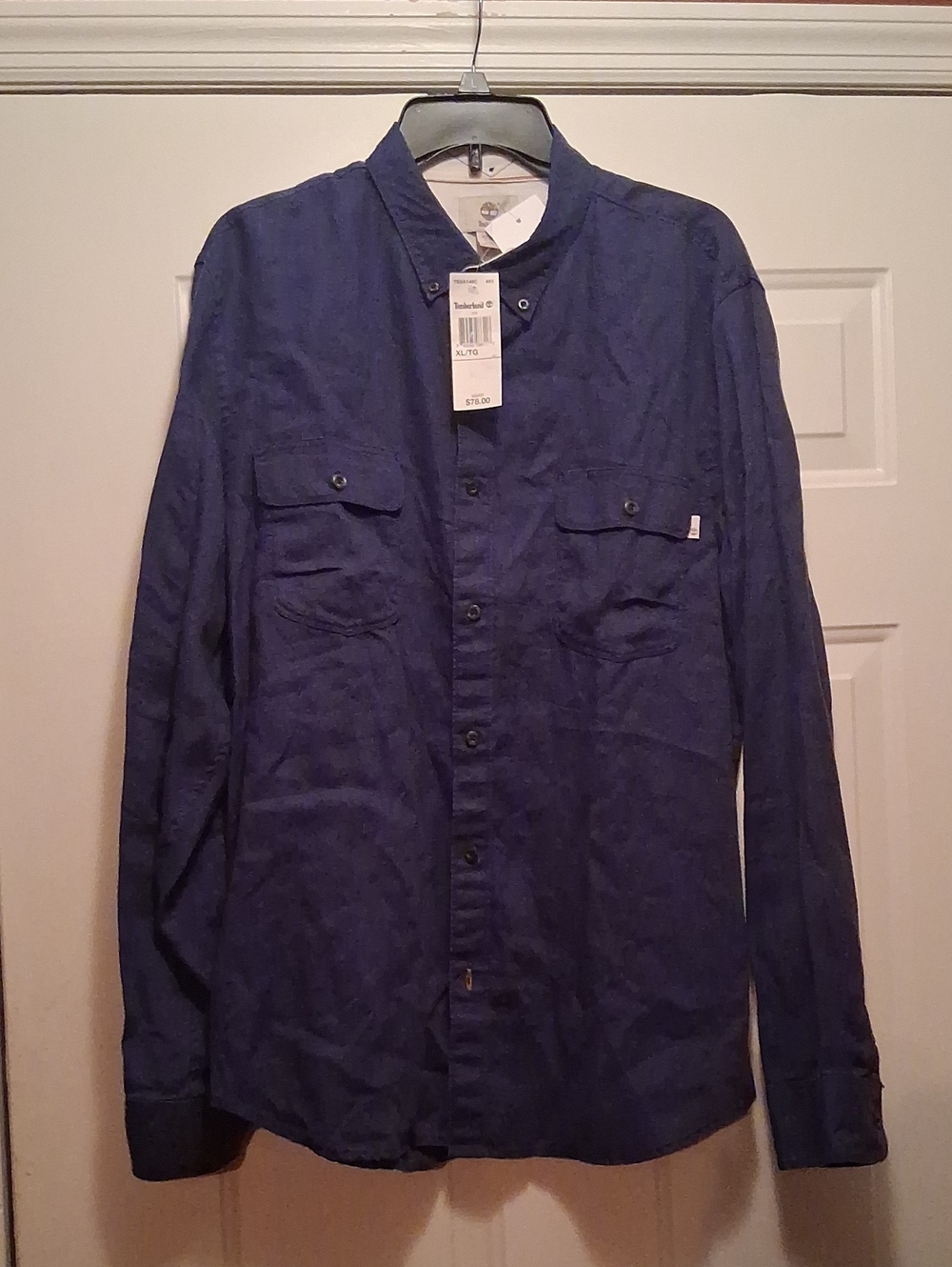 Timberland Men's Dark Blue Lightweight Button-Up Shirt